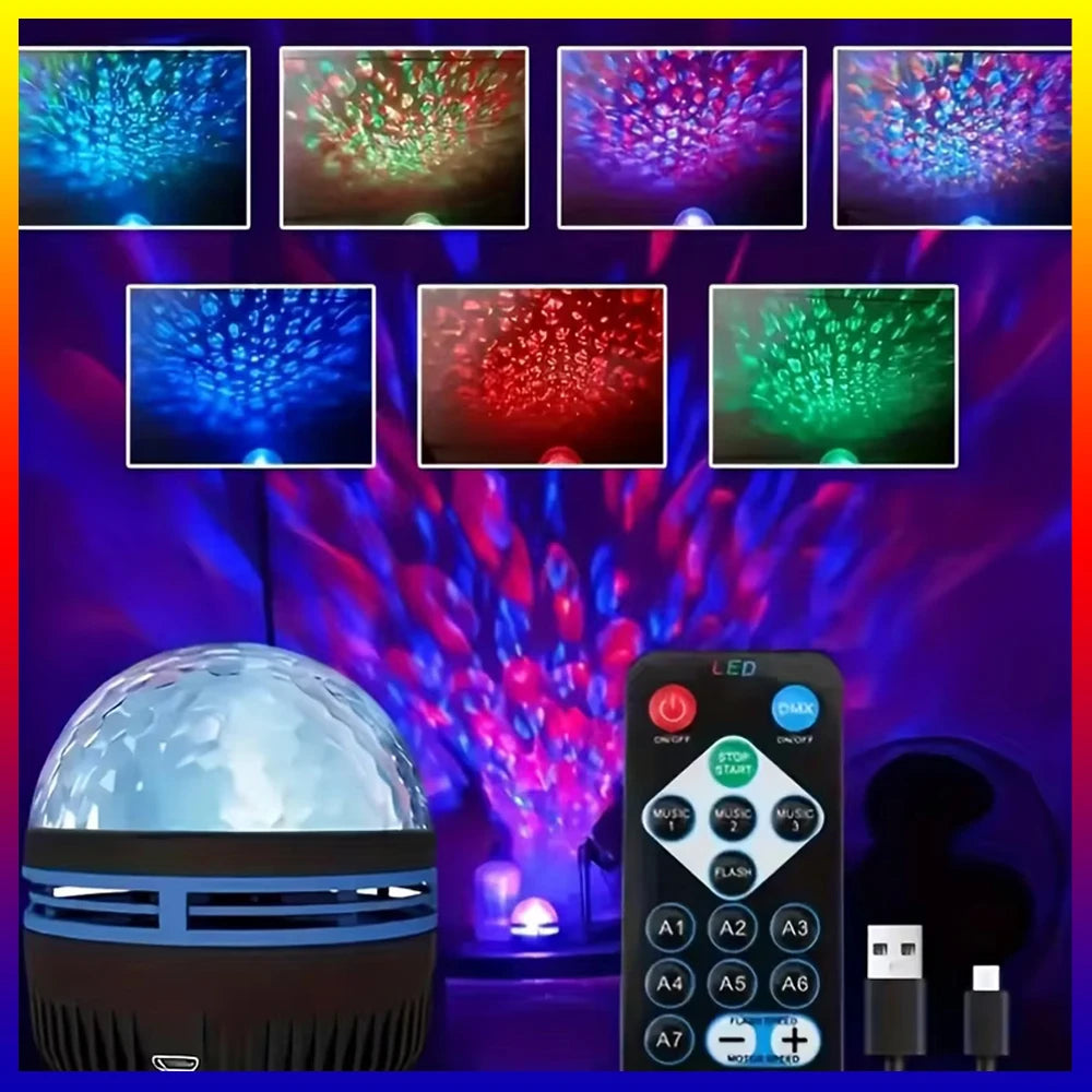 LED Starry Night Sky Projector Aurora USB Remote Control RGB Galaxy Light 7 Modes for Home Bedroom Game Room Party Decoration